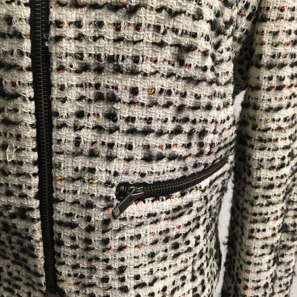 French Connection zip boucle blazer vintage black tweed wool blend classic 12 - Picture 3 of 7